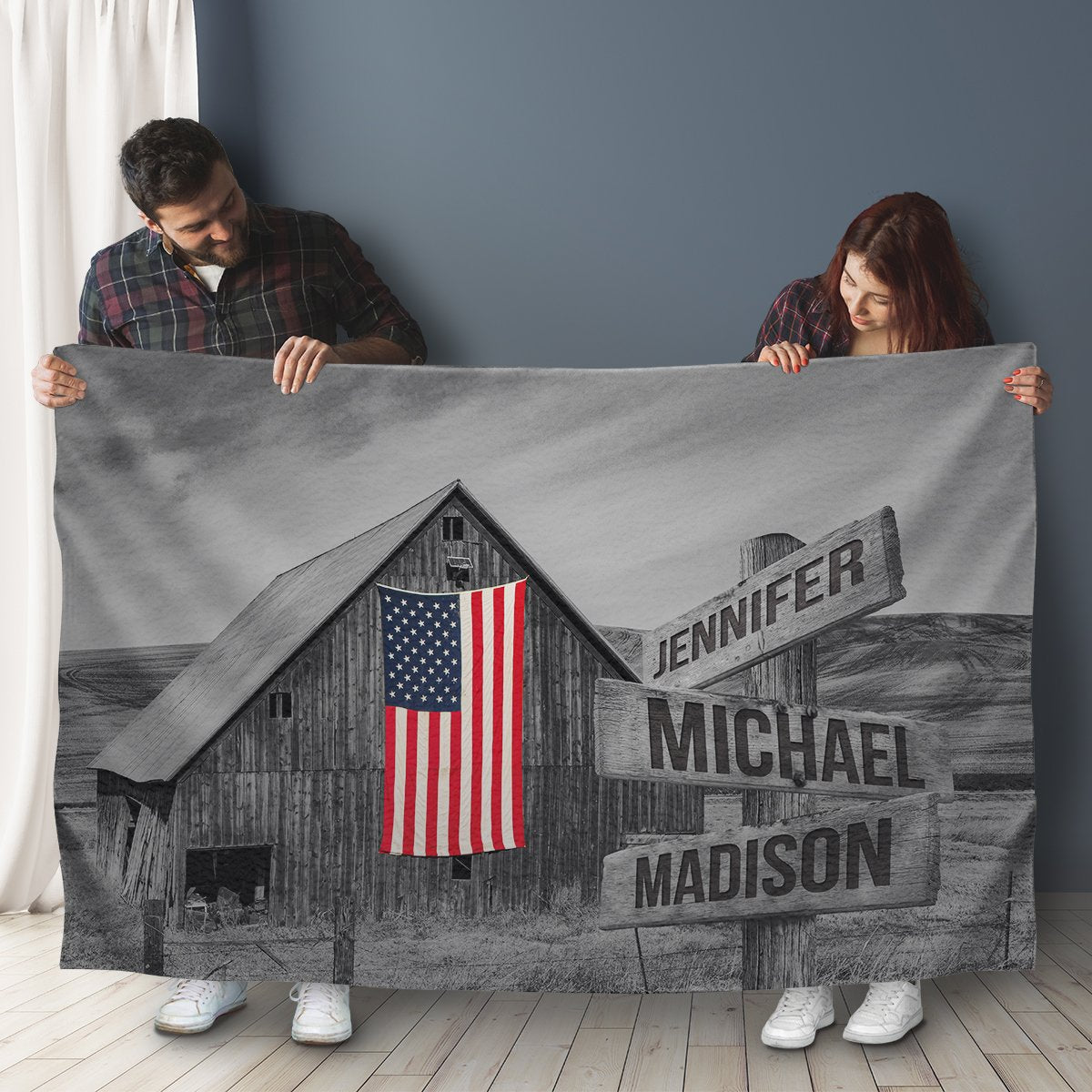 American Barn Multi-Names Fleece Blanket