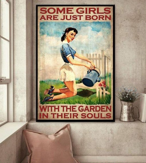 RNIIOPX Targa In Latta Con Scritta "Some Girls Are Just Born With Garden In Their Souls" - Cartello Vintage Per Parete, 15x20 Cm / 8x30 Cm / 30x40 Cm