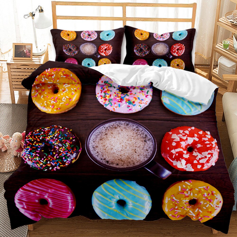 Digital Printing Candy Macaron Duvet Cover For Foodie 3D Fruit Cubes Cover Creative Bedding Set Full Size Cover