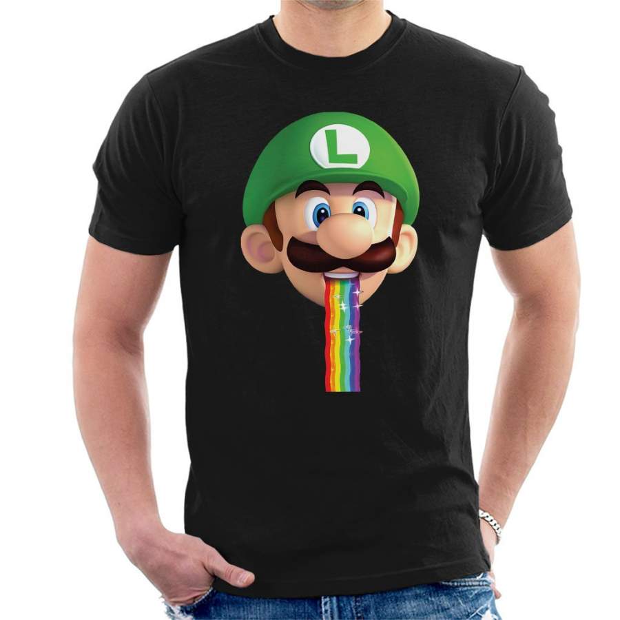 Super Mario Luigi Puking Rainbow Snapchat Filter Men’s T-Shirt