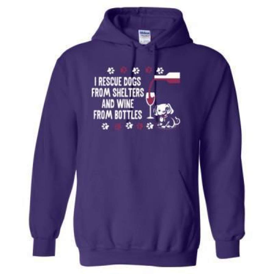 AGR I Rescue Dogs From Shelters And Wine From Bottles – Heavy Blend™ Hooded Sweatshirt