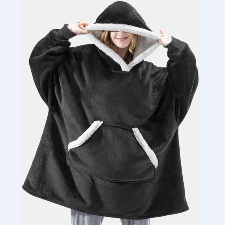 X5001 Adult Flannel Wearable Blanket Hoodie Warm Homewear Hoodies Vrouwen Winter Sweatshirt Deken Met Mouwen Fleece Giant Hoodie alx