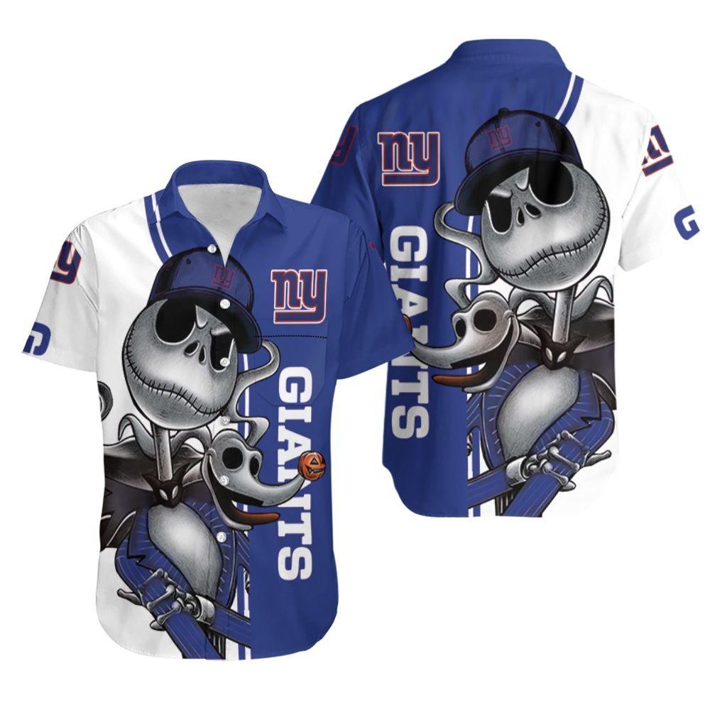 Beach Shirt New York Giants Jack Skellington And Zero Hawaiian Shirt