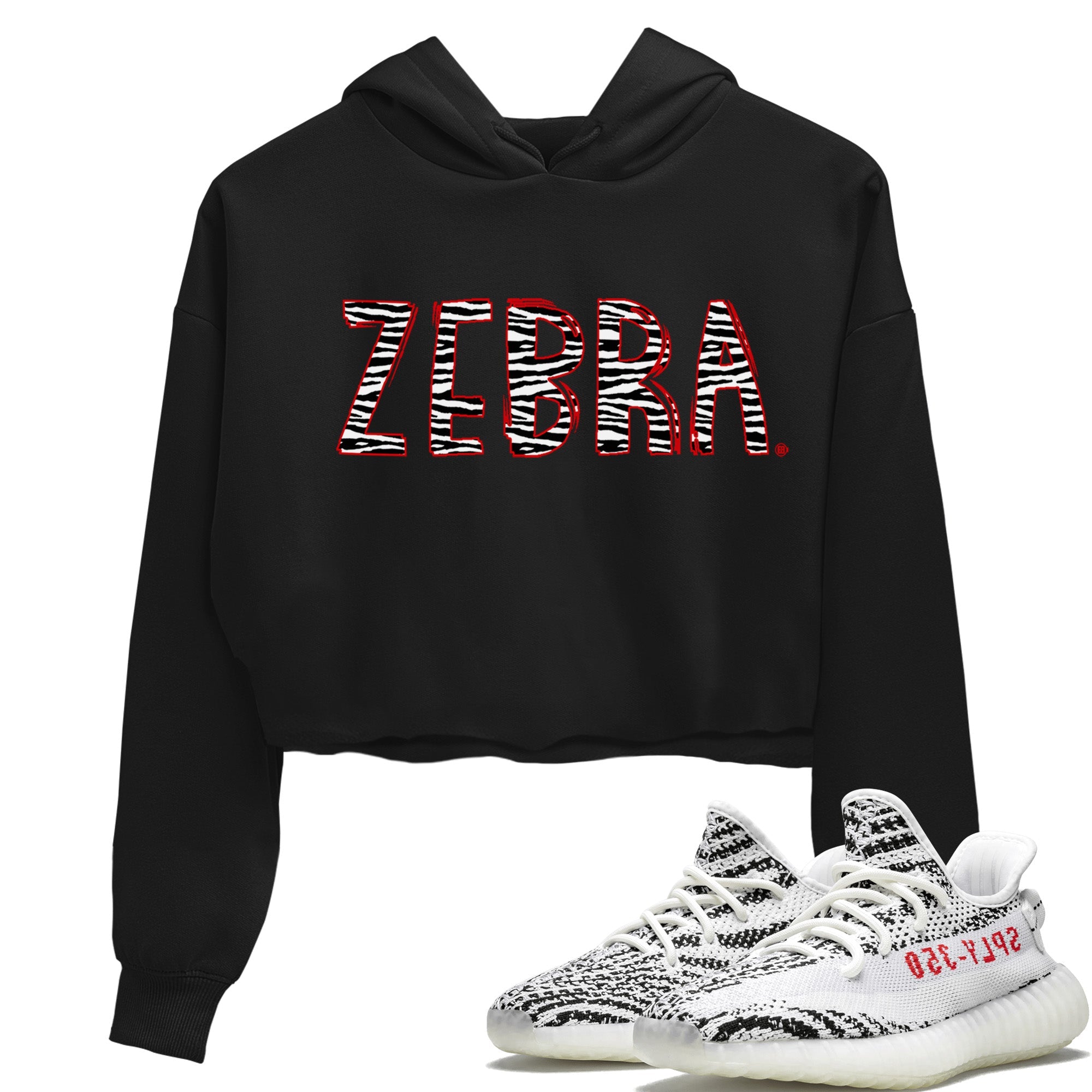 Zebra Letters Crop Hoodie – Yeezy Boost 350 V2 Zebra