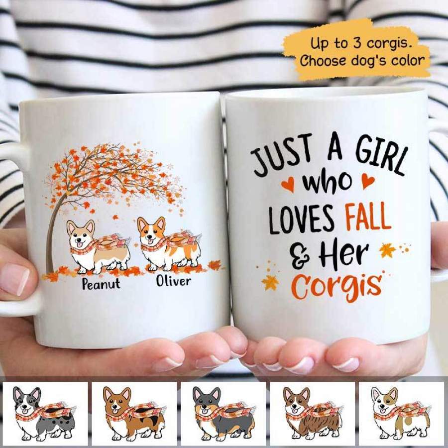 Fall Season Girl Loves Her Corgi Personalized AOP Mug