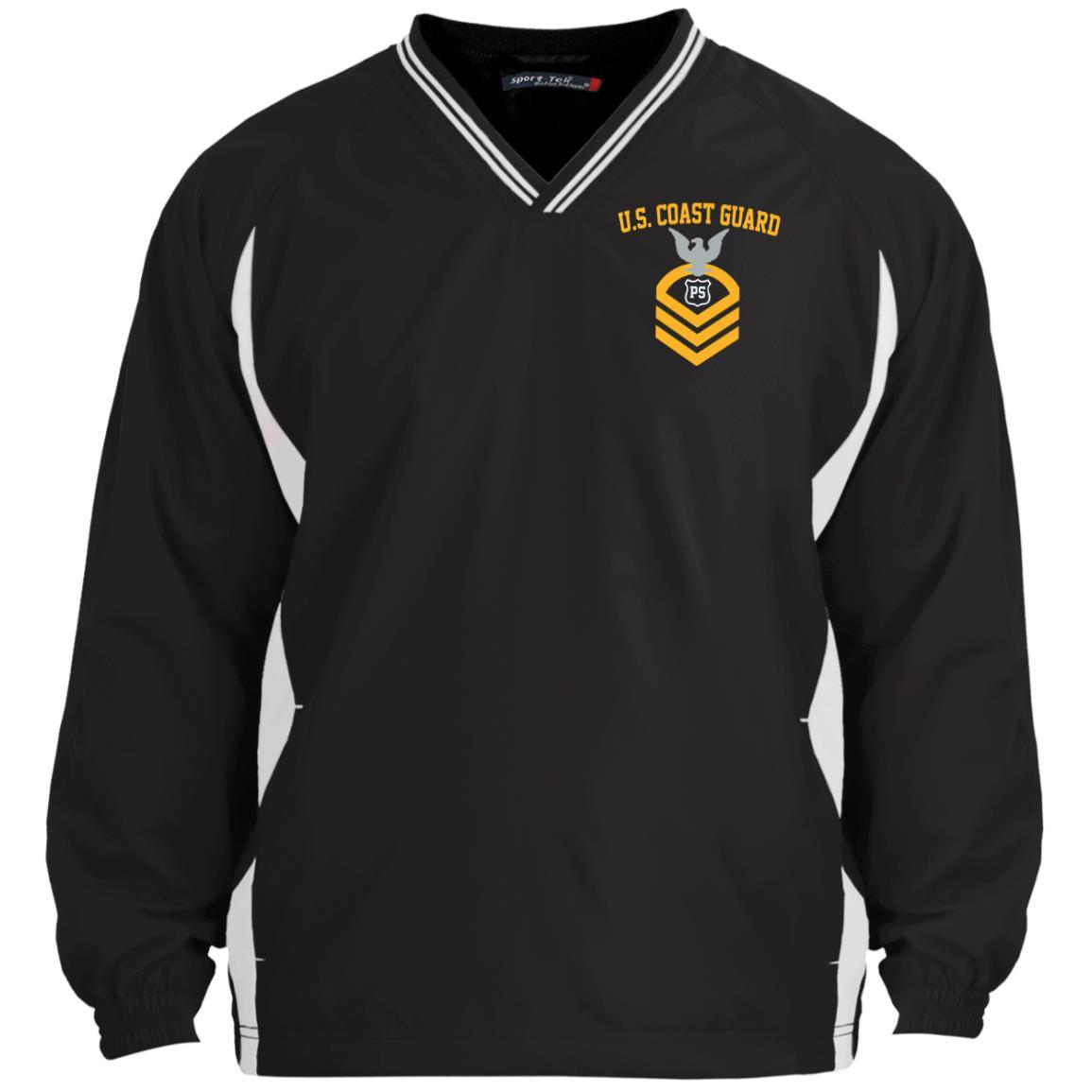 US Coast Guard Port Security Specialist PS E-7 Rating Badges Embroidered Sport-Tek Tipped V-Neck Windshirt