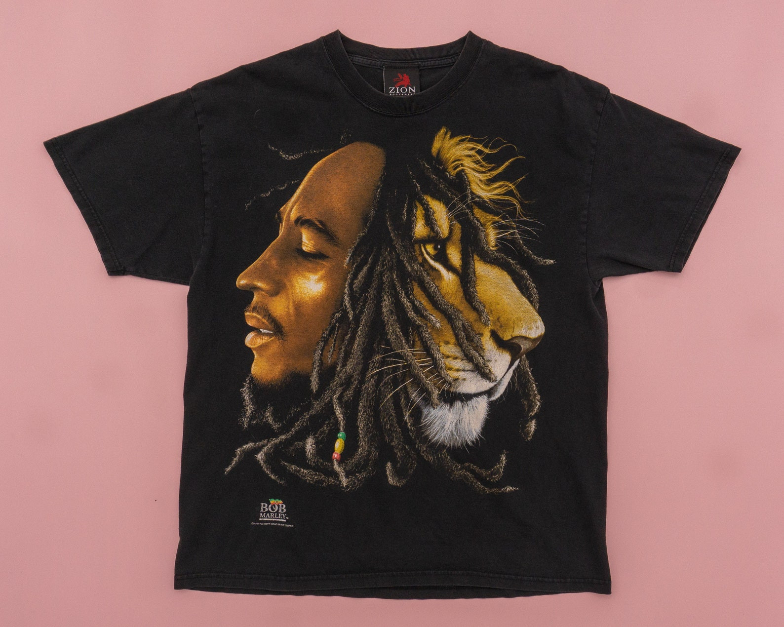 Y2K Vintage Bob Marley Lion Head Hip Hop Rap T Shirt As Worn By Lebron James