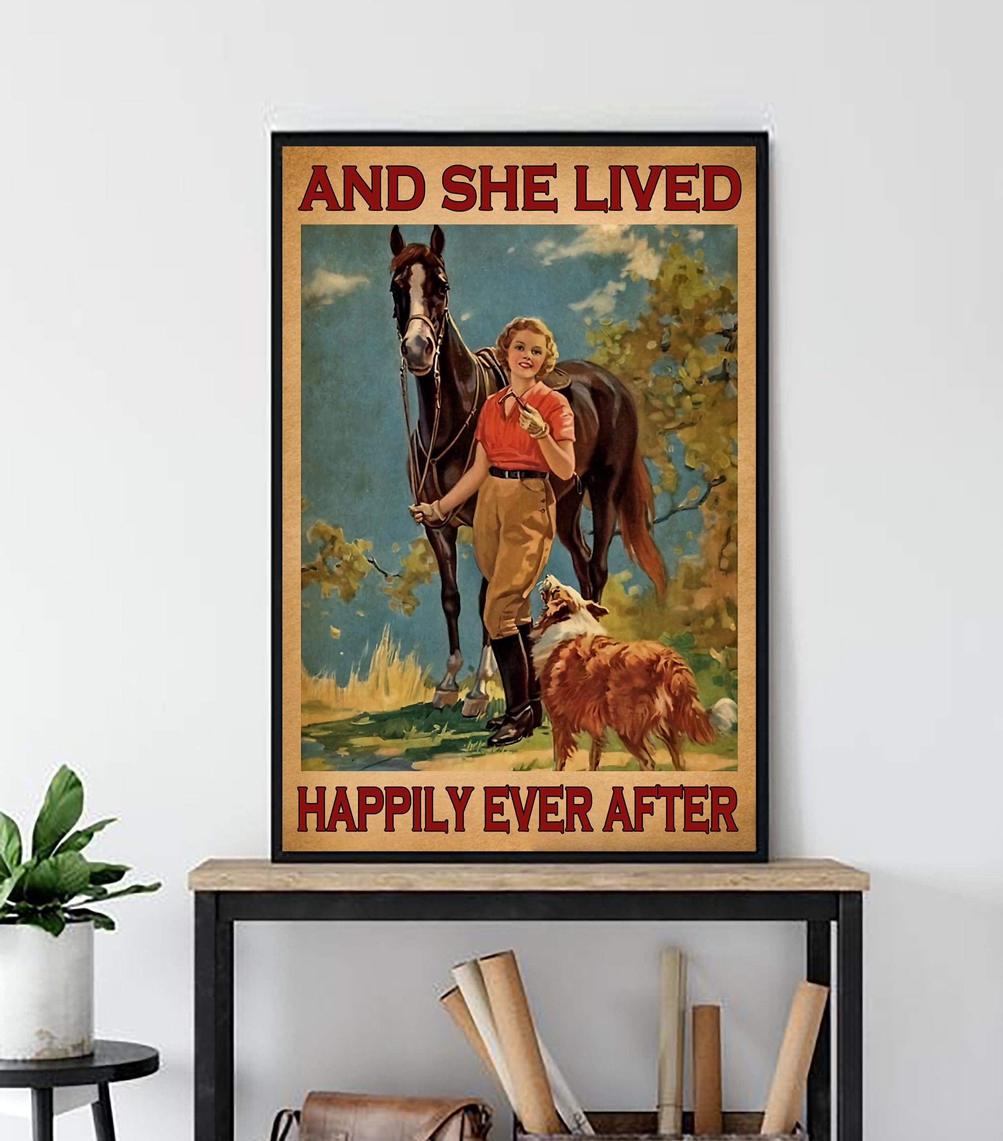 Girl, Horse And Dog Poster