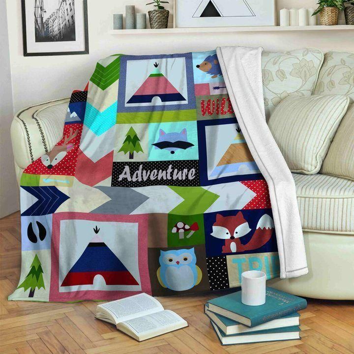 Adventure Cartoon Pattern Printed Fleece Blanket, Sherpa Blanket, Gift For Parent, Family Member, Friends Gift, Christmas Gift, Home Decor, Home Living