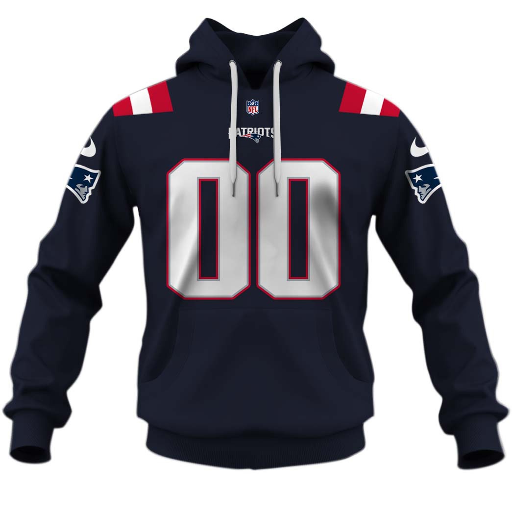 Personalize New England Patriots New Blue On Blue 2020 Home Jersey Personalize Hoodie