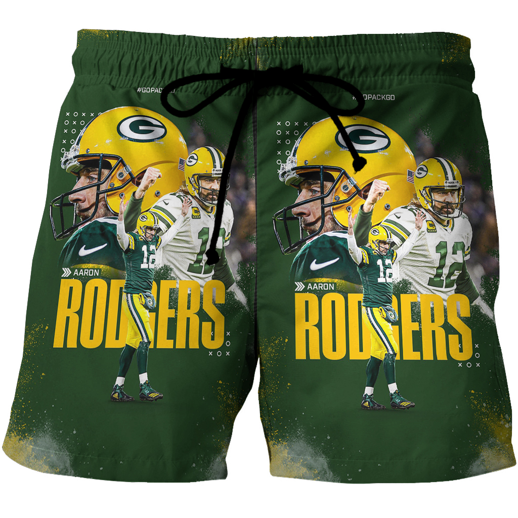 Green Bay Packers Aaron Jones No12 V2 3D All Over Print Summer Beach Hawaiian Short