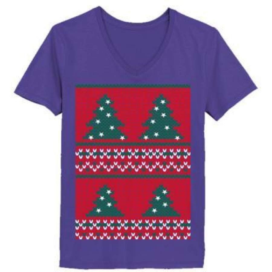 AGR Christmas Ugly Sweater Xmas – Ladies’ V-Neck T-Shirt