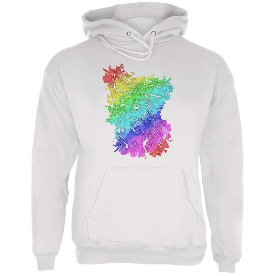 Rainbow Watercolor Easter Bunny Mens Hoodie