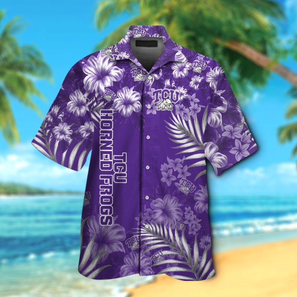 Tcu Horned Frogs Short Sleeve Button Up Tropical Hawaiian Shirt Ver01