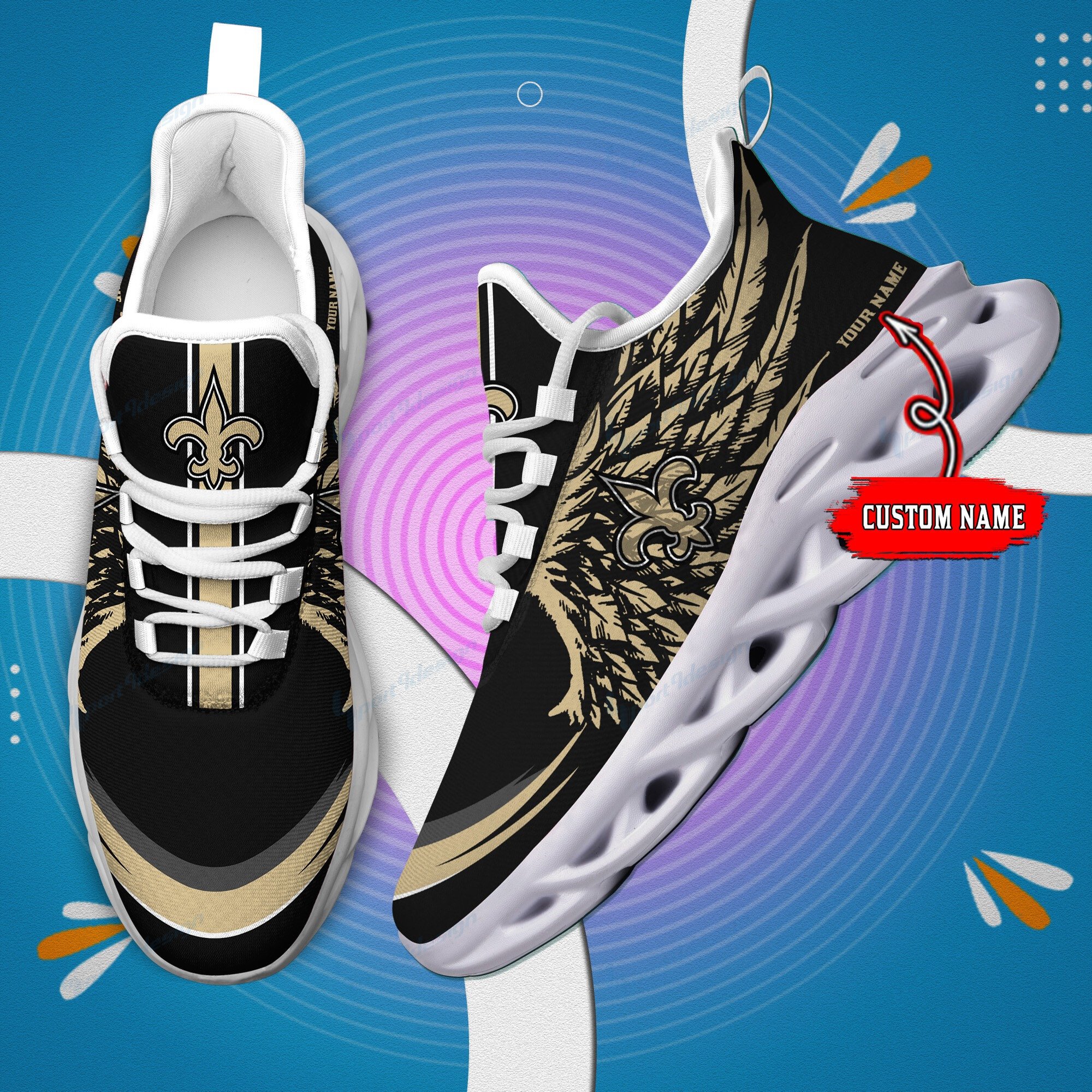 New Orleans Saints Personalized Yezy Running Sneakers Bb673