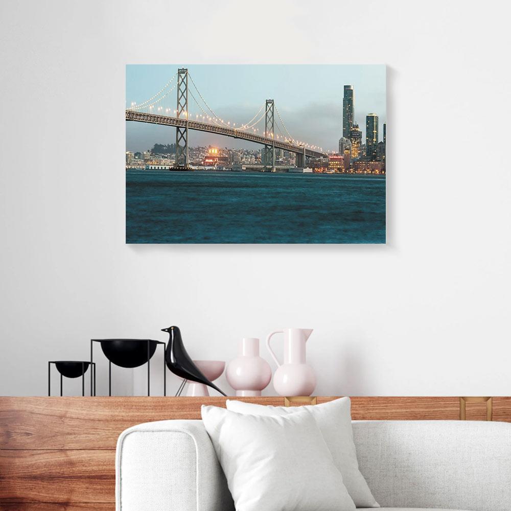 Canvas Prints Daylight Bridge Oakland Bay Bridge San Francisco City Wall Art Canvas Home Decor Canvas