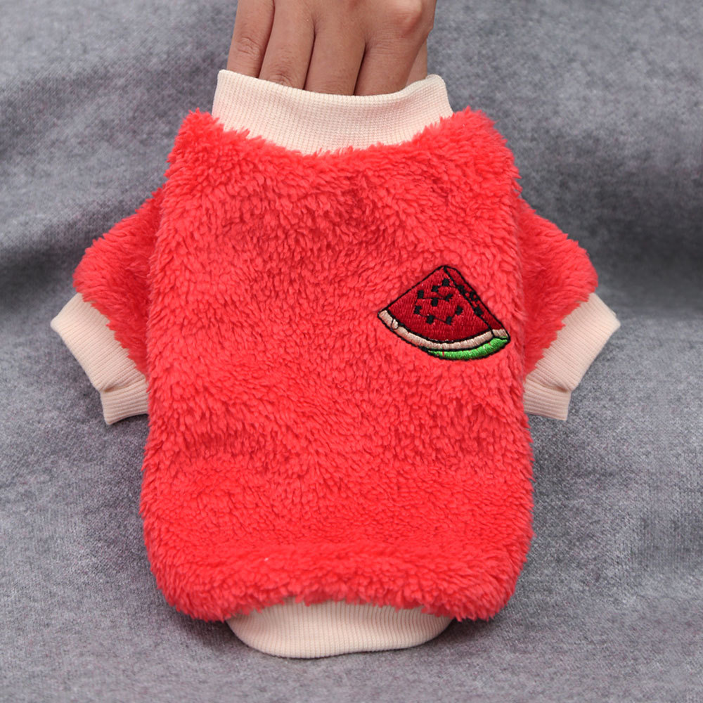 Cozy Fleece Puppy Pet Clothing for Dogs Cute Fruit Pattern Small Dog Hoodies Winter Warm Sweater Coat for Dog Puppy Cat Clothing alx