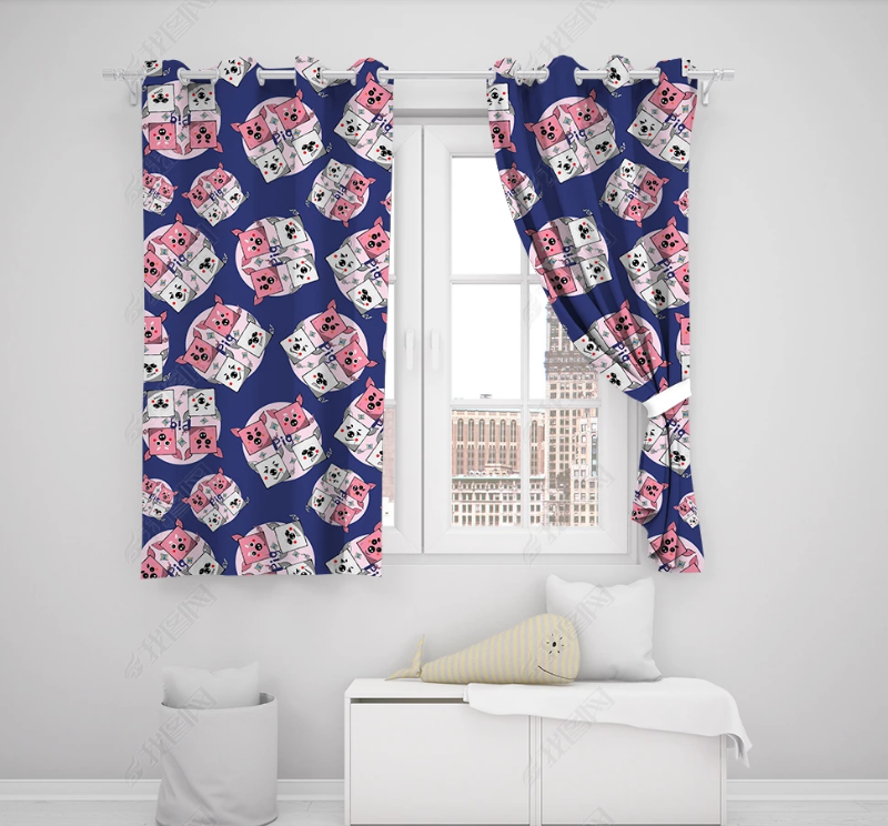 3D Hand Drawn Animal Pig Curtains And Drapes Lqh 274