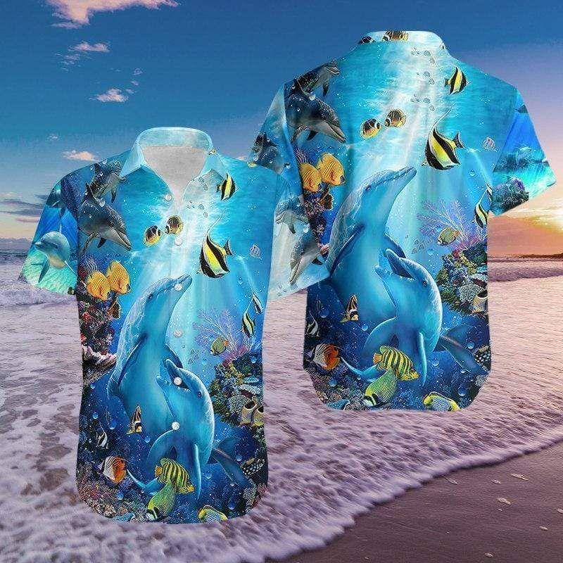 Beach Shirt Get Now Amazing Dolphin In Ocean Unisex Hawaiian Aloha Shirts