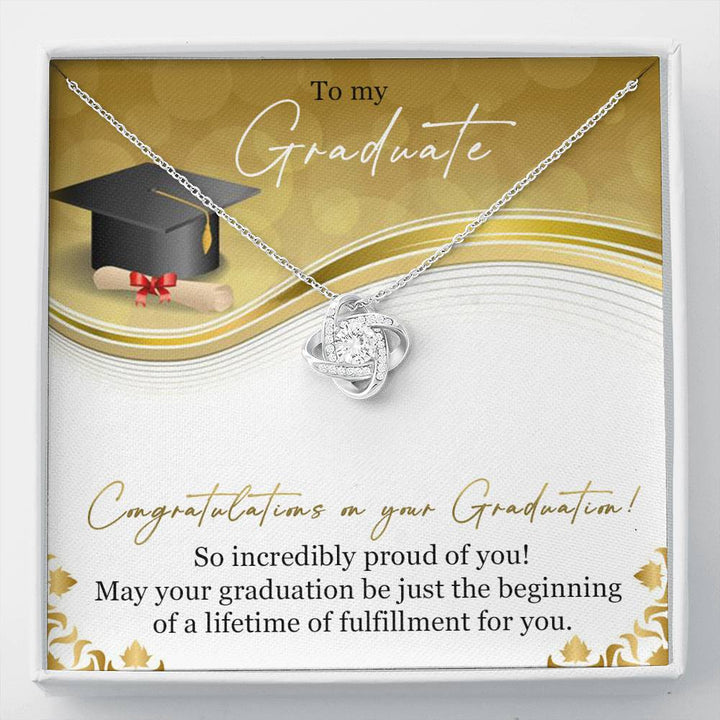 Graduation Necklace Gift – So Incredibly Proud Of You – College, High School, Senior, Master Graduation Gift – Class Of 2022 Love Knot Necklace – Lx036J