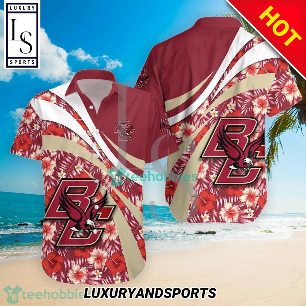 NCCA Boston College Eagles Hibiscus Tropical Flower Trendy Hawaiian Shirt Aloha Shirt