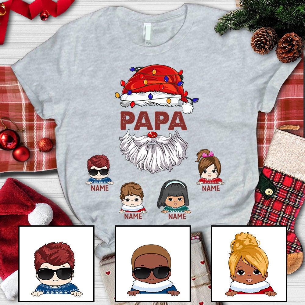 Personalized Grandma Claus Christmas Shirt Papa Claus With Grandkids Name Shirts Hn98