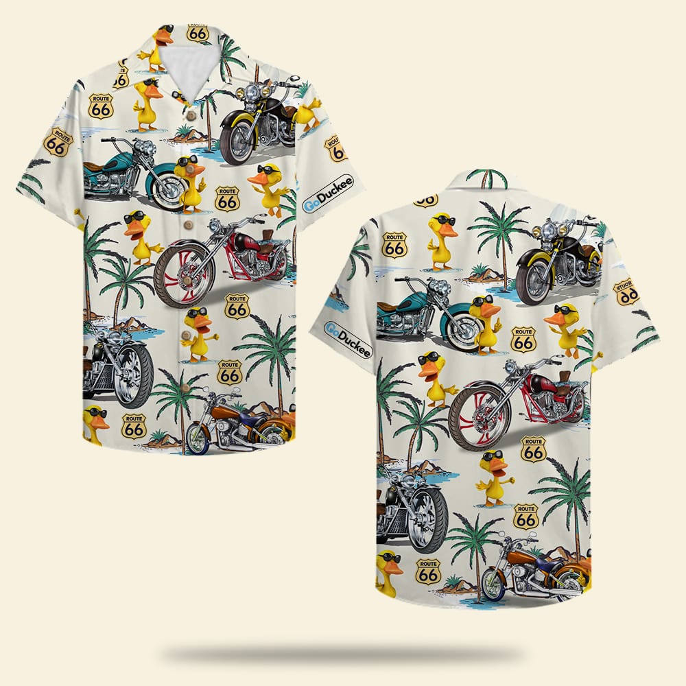 Biker Duck Hawaii Shirt Classic Motorcycles Pattern Ha7986