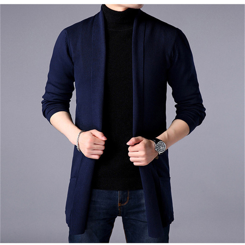 Sweater Coats Men New Fashion 2022 Autumn Men’s Slim Long Solid Color Knitted Jacket Fashion Men’s Casual Sweater Cardigan Coats alx