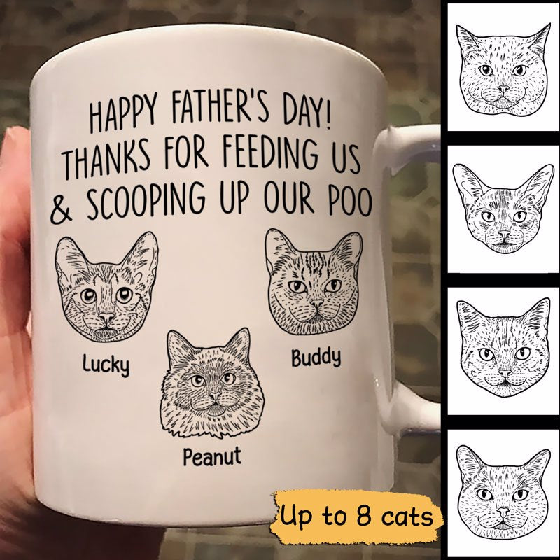 Happy Father‘S Day Cat Dad Cat Head Outline Personalized Mug