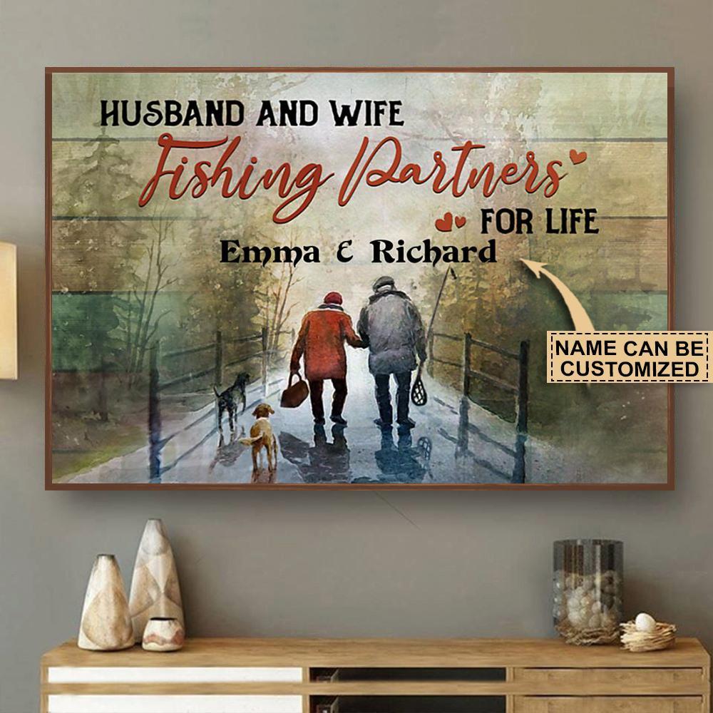 Aeticon Gifts Personalized Fishing Couple Partners For Life Canvas Mom Dad Gift Home Decor