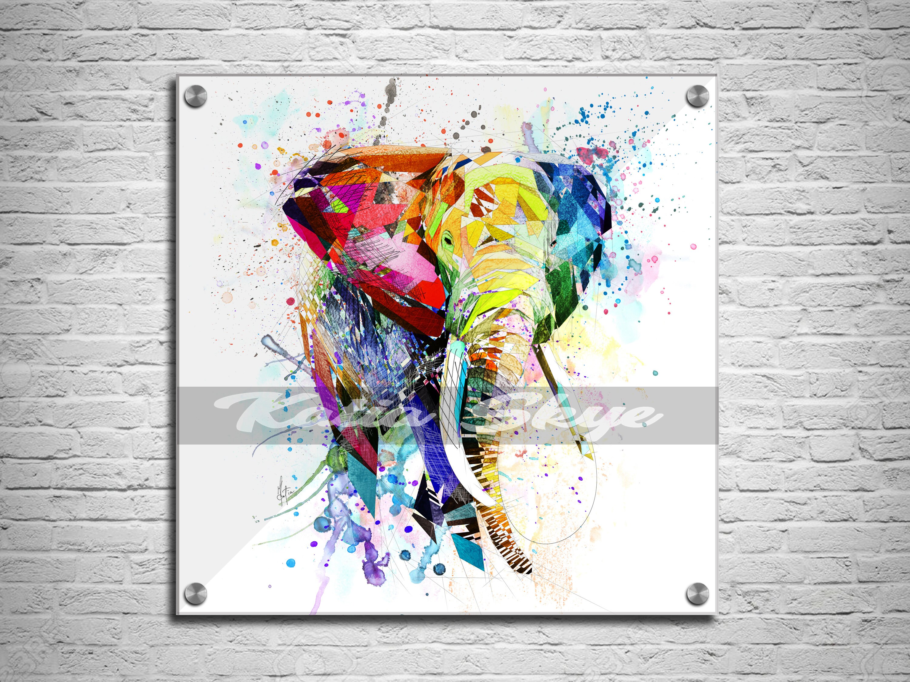 ACRYLIC PRINT Elephant Vibrant Wall Art, Animal Wall Art, Good Luck gift, Home Office Wall Art, Man Cave, Kids Room Decor ZOO-EL01