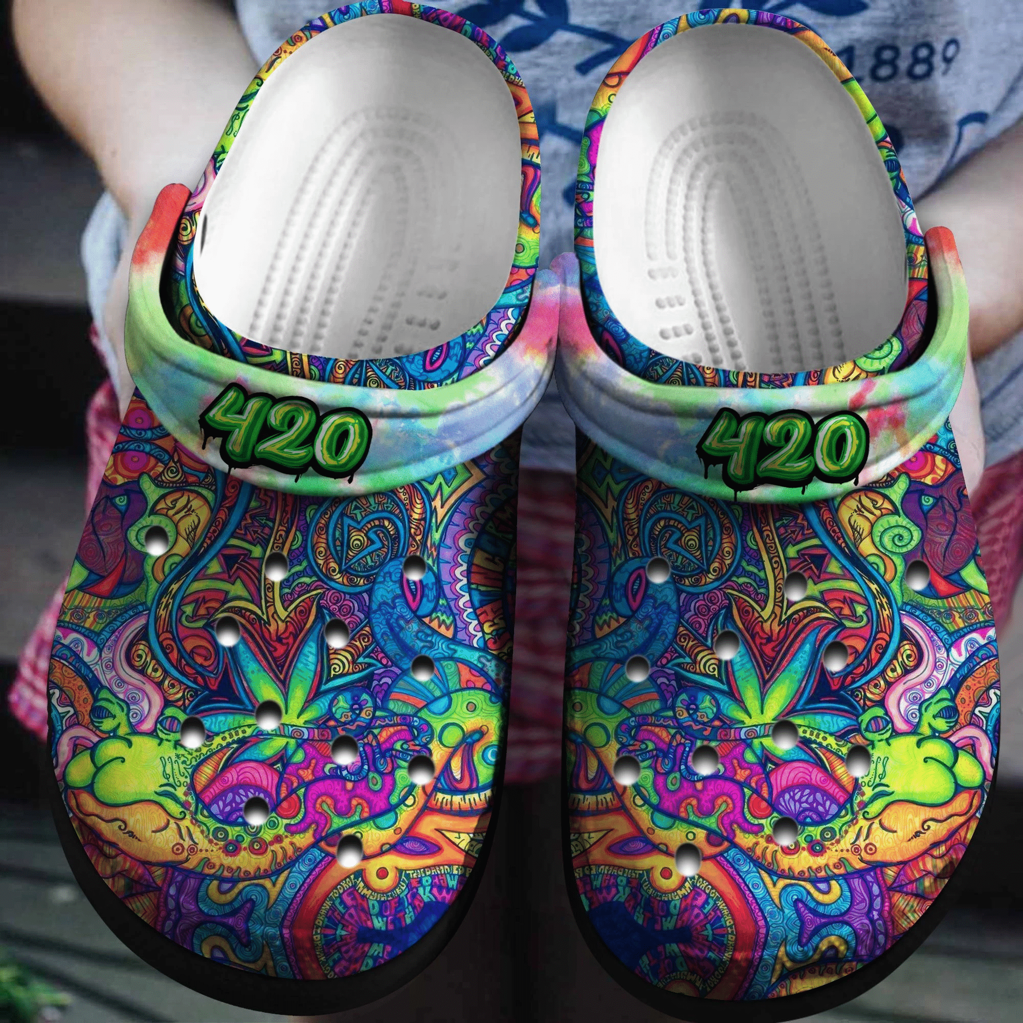 Colorful Hippie Pattern Crocs Shoes – Hippie Art Crocs Crocbland Clog ...