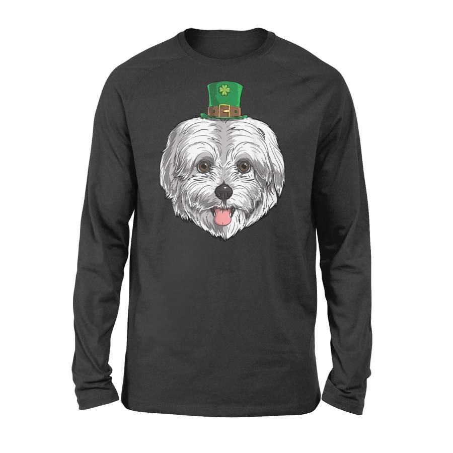 Maltese Dog St Patricks Day Leprechaun Gift Puppy Long  Sleeve T-Shirt