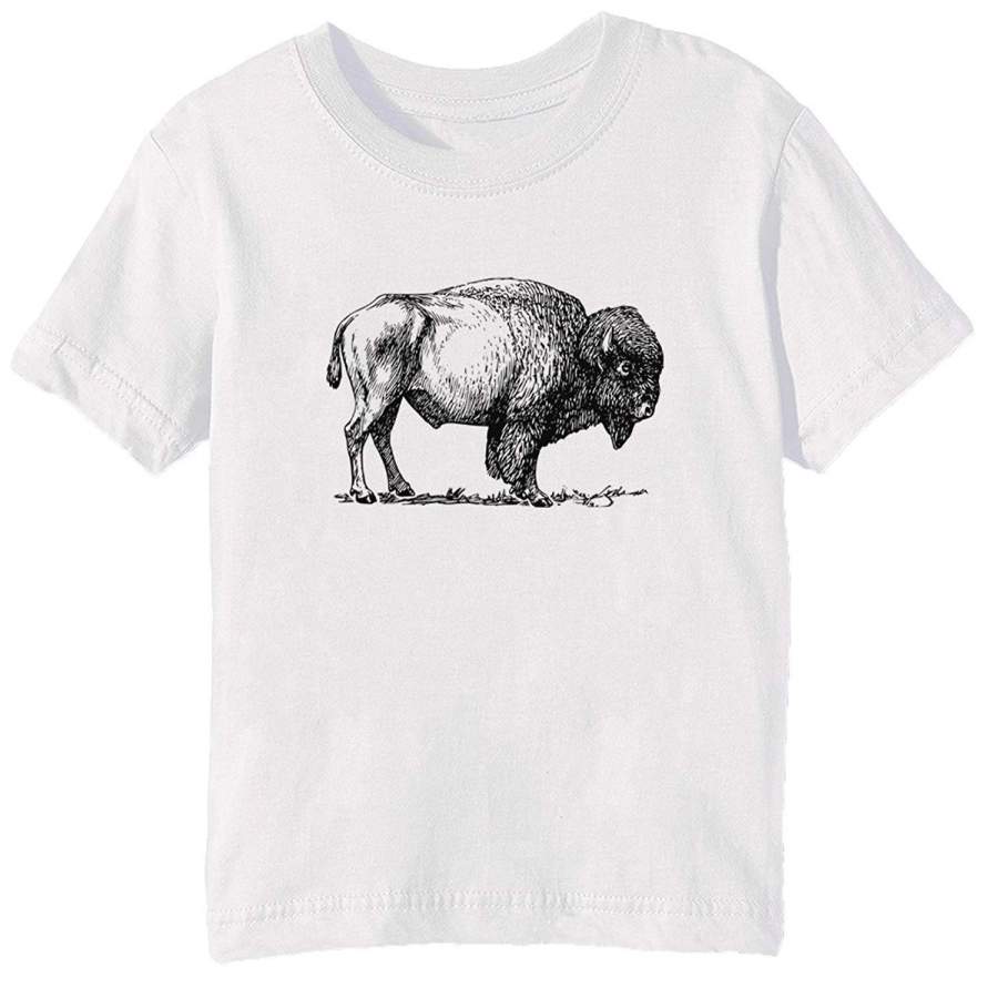 Summer T-Shirts,Bison T-Shirt White O-Neck Short Sleeved T Shirt Summer Fashion Loose Funny Tee Shirt For Men ,Men’S Fashion T-Shirt