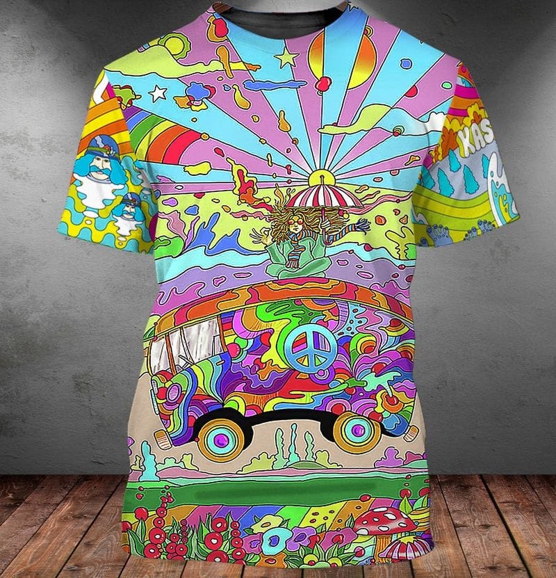 3D Full Printed Hippie Bus Hipster Shirts, Hippie Bus Tshirt, Present To Hippie, Hipster Shirts, Hipster Gift