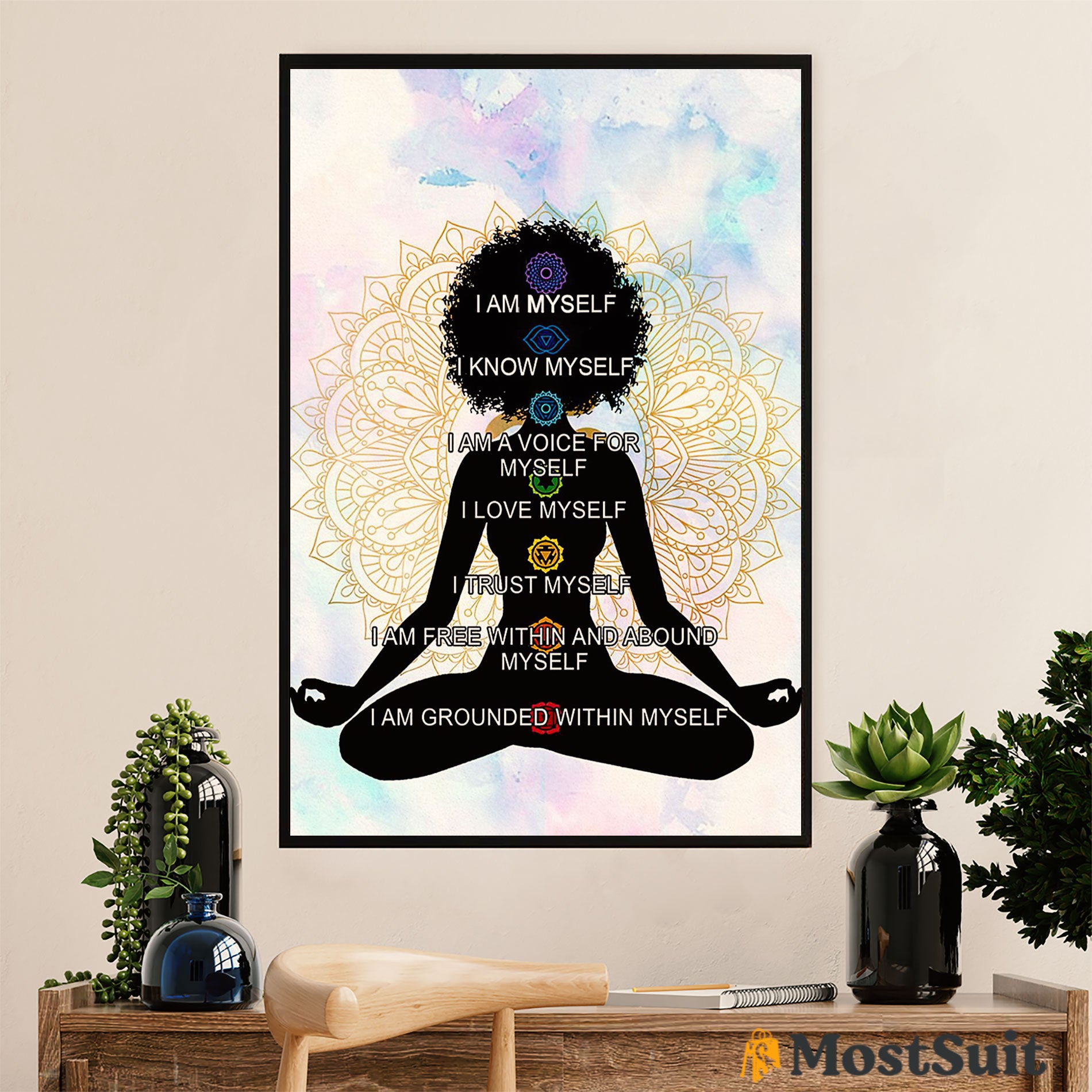 African American Afro Poster | Gift For Black Girl | Juneteenth Day Room Wall Art – I Am Myself