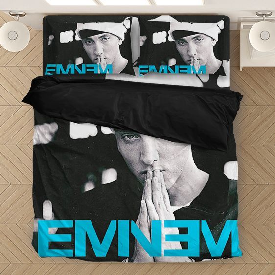 American Rapper Eminem Monochrome Design Duvet Quilt Bedding Set L98