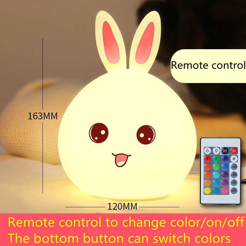 LED Night Lamp Touch Sensor Rabbit Silicone Animal Light Colorful Child Holiday Gift Sleepping Bedroom Desktop Table Desk Decor alx