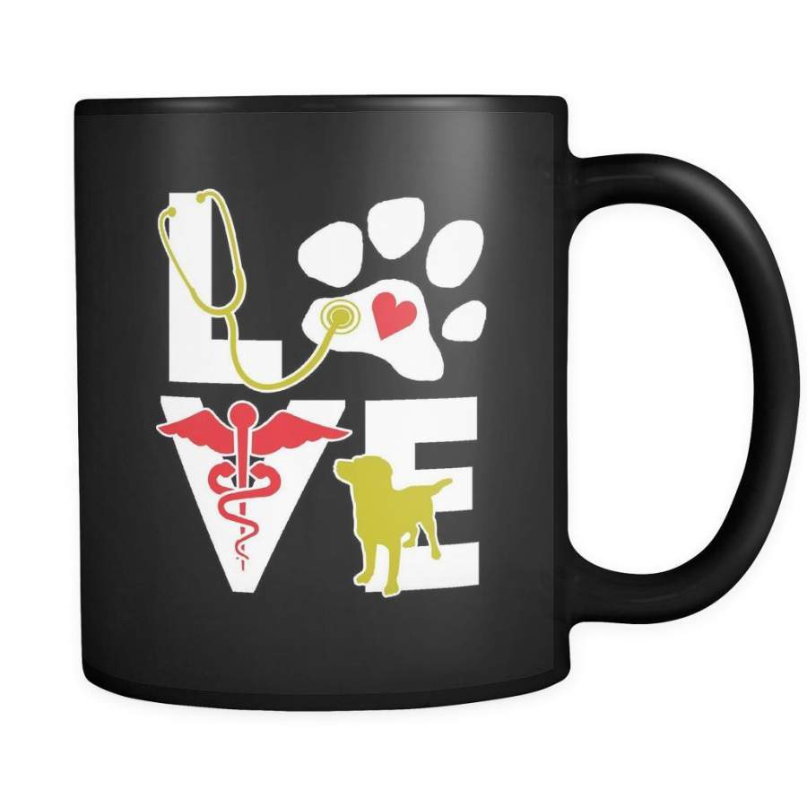 Love Dog mug – Vet Nurse coffee mug Veterinary coffee cup Black (11oz)