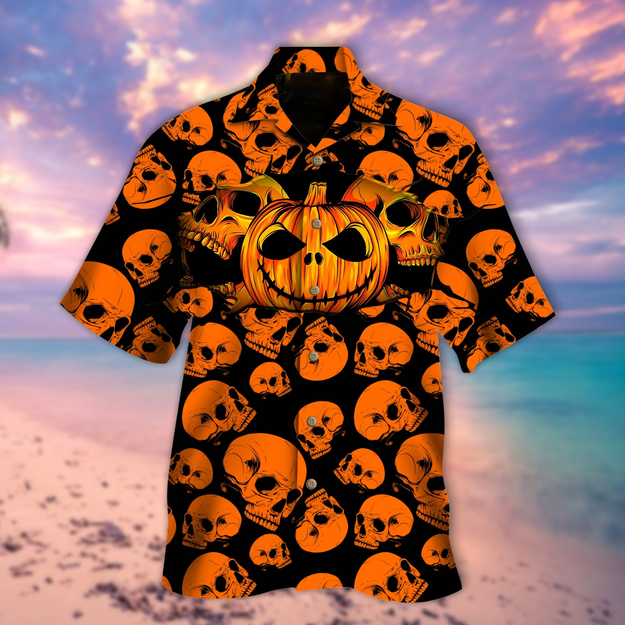 Spooky Pumpkin Skull Hawaii Lover Hawaii Shirt For Men Women Ha110200