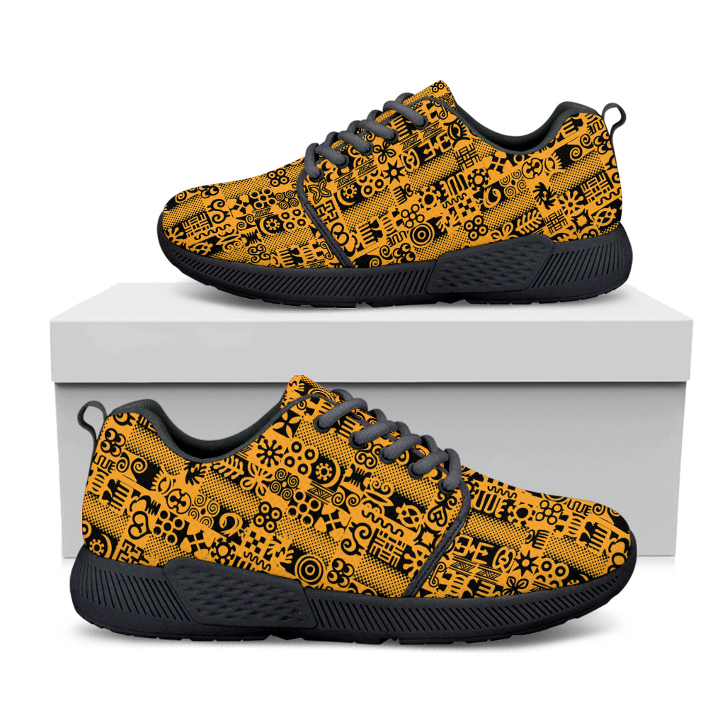 West African Adinkra Tribe Symbols Black Athletic Shoes