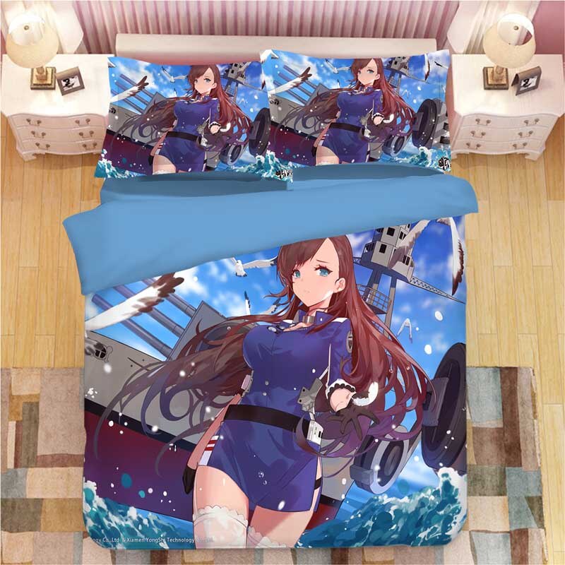 Azur Lane 3D Cartoon Anime Bed Linens Duvet Covers Pillowcases Bedding Sets Bedclothes Bed Linen Bedding Set Bed Set Animood Collections