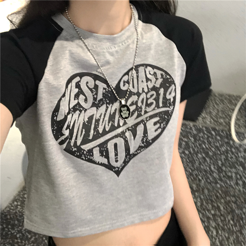 Women T-Shirt Y2k Crop Top Summer Sexy Short Sleeve Print Letter Cropped Aesthetic Grunge Harajuku Vintage Korean Gothic Clothes alx