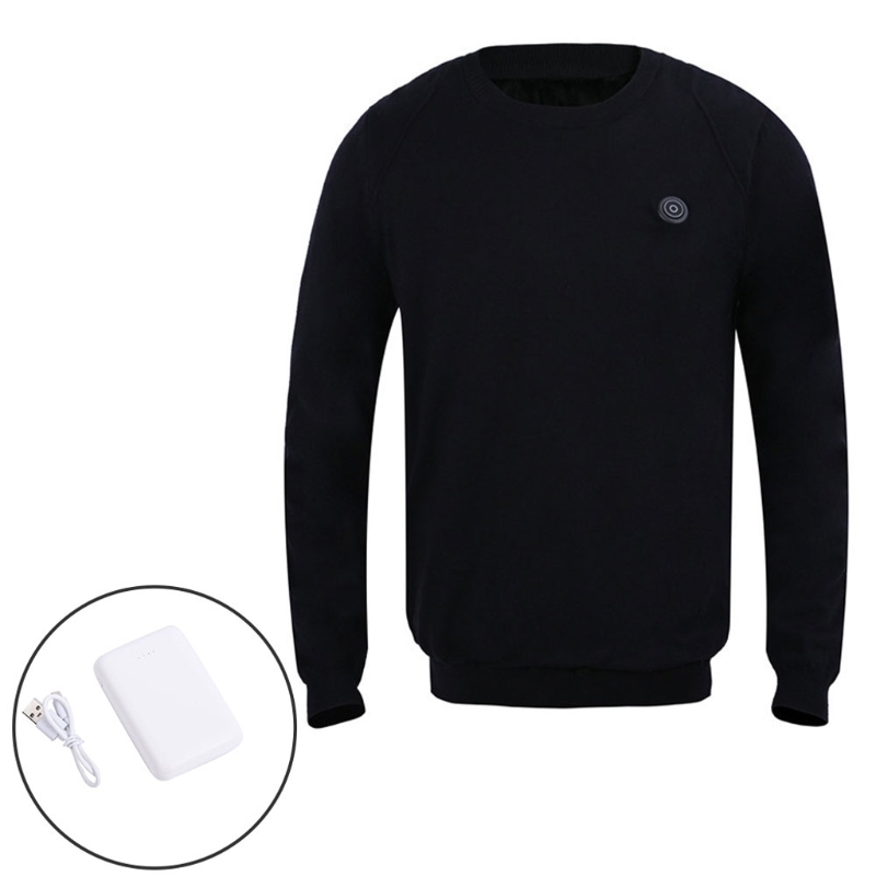 2022 New Intelligent Heated Sweater Men USB Electric Sweatshirt Heating Jumpers Outdoor Warm Long Sleeve Thermal Pullover Top alx