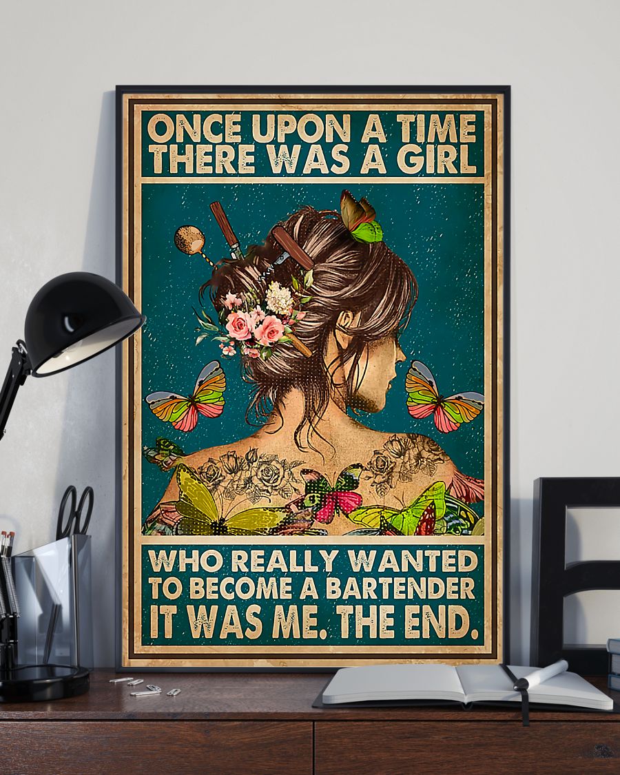 Professions Poster – Girl Wanted To Become Bartender Vertical Canvas And Poster | Wall Decor Visual Art