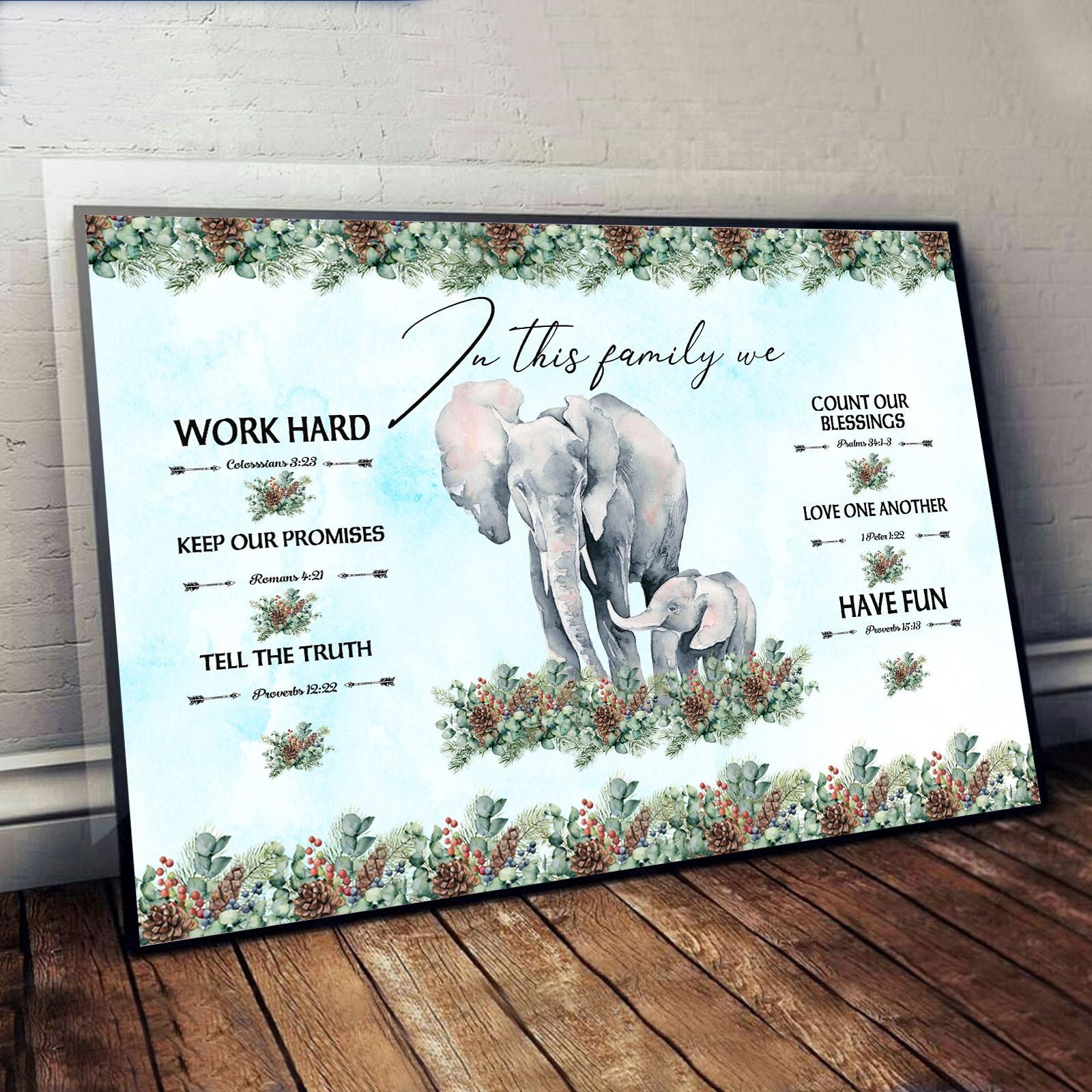 Canvas In This Elephant Family Bai033