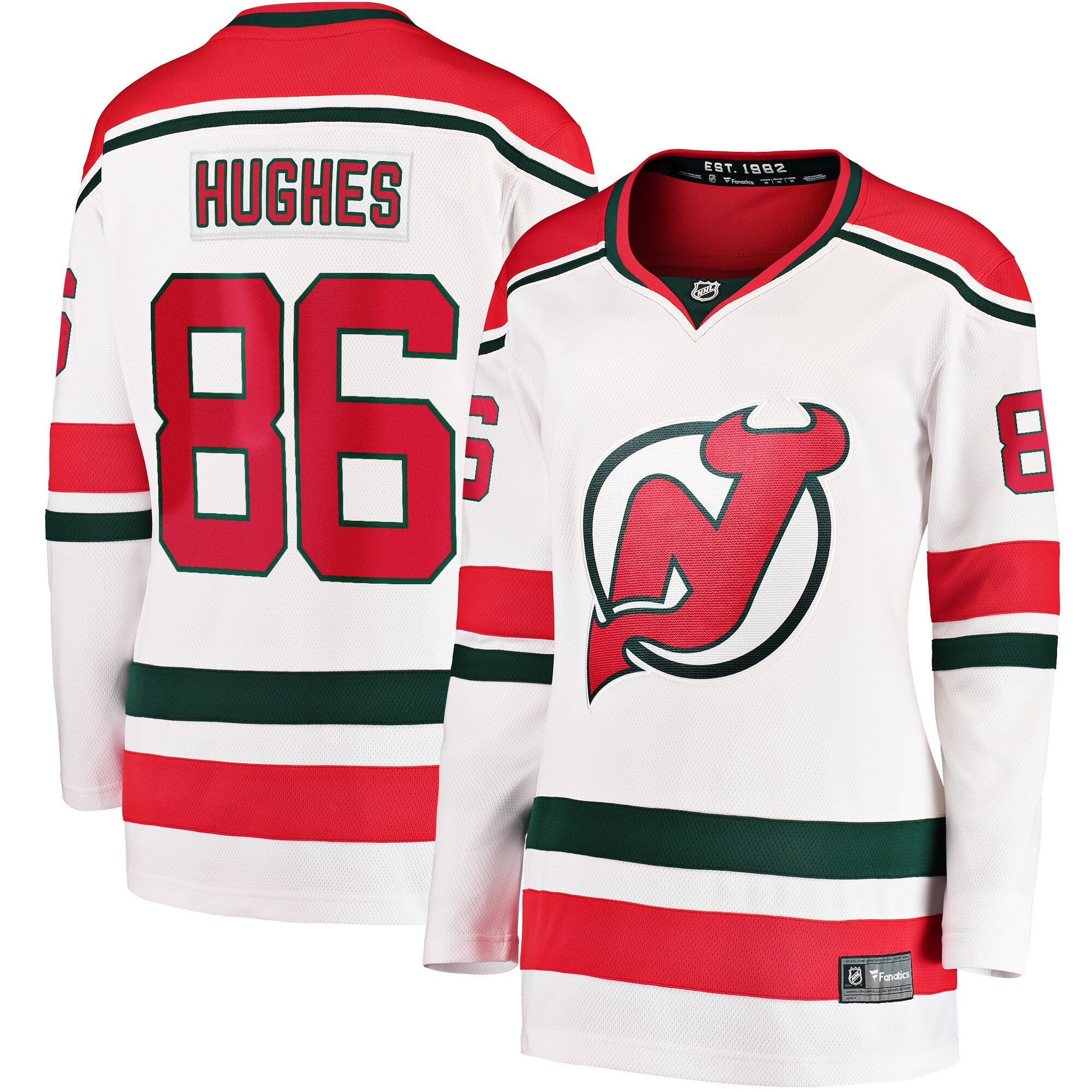 Women's New Jersey Devils Jack Hughes White 2022/23 Heritage Premier Breakaway Jersey