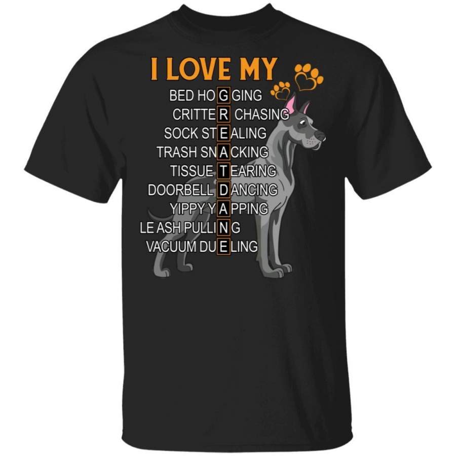 I Love My Great Dane T-Shirt Gift Idea For Great Dane Lover HA02 ...