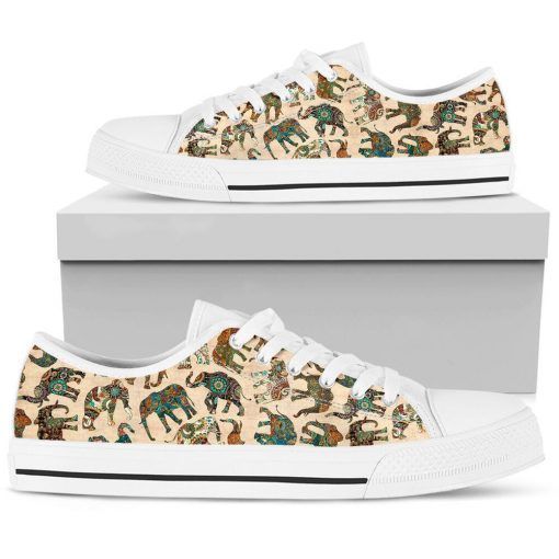 Floral Elephants Low Top Shoes