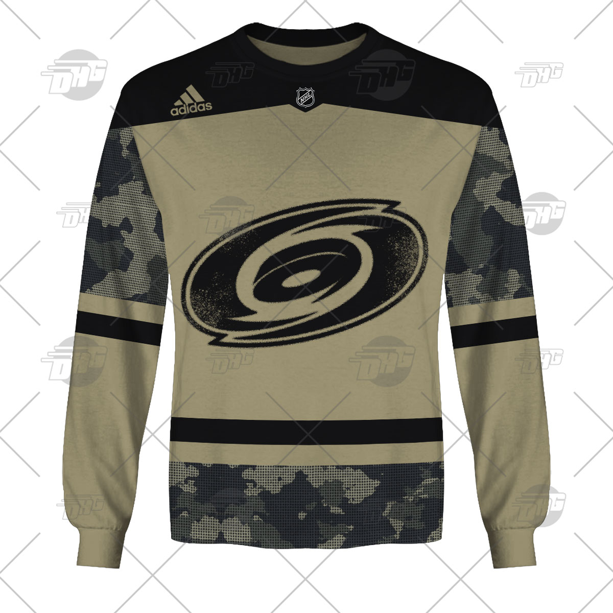 Carolina Hurricanes Custom Name Number Camo Military Appreciation Team Gift For Fan 3D Full Printing Sweatshirt